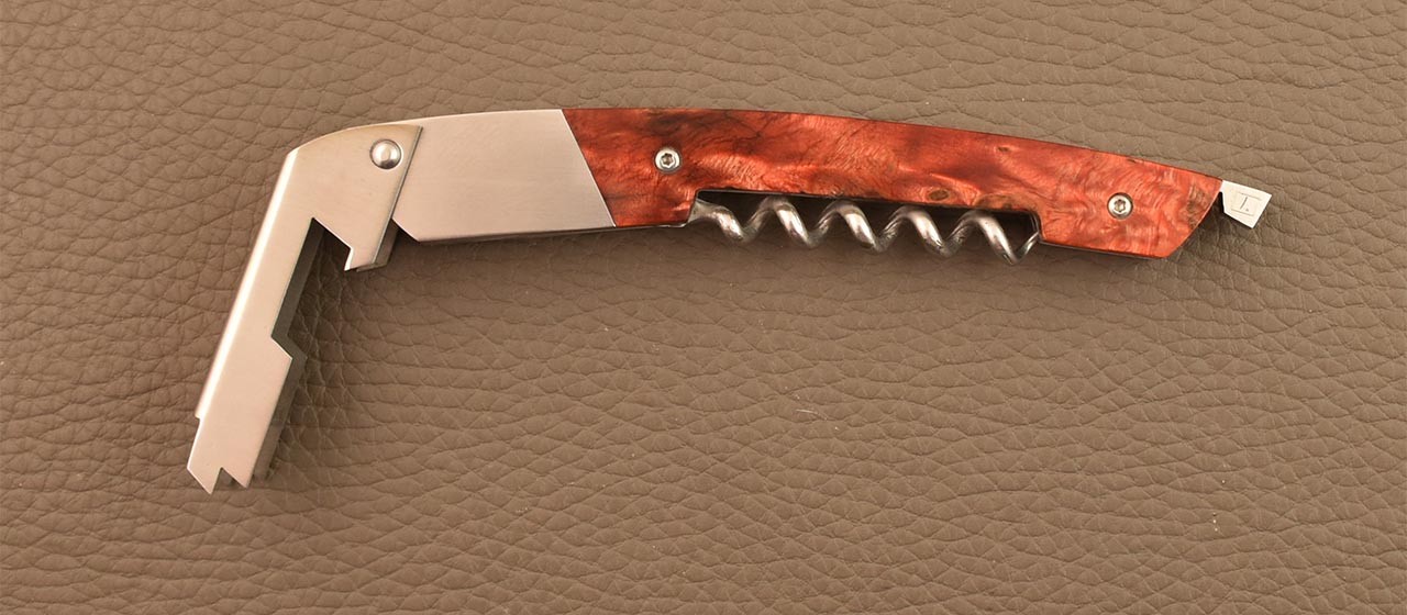 Le Thiers corkscrew Red poplar burl by Fontenille Pataud, proudly made in France