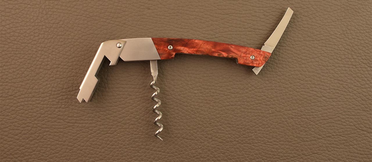 Le Thiers corkscrew Red poplar burl by Fontenille Pataud, proudly made in France