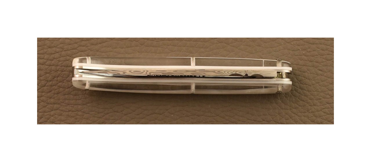 Laguiole Traditional 11 cm Damascus Range Full handle Mother of pearl inlayed
