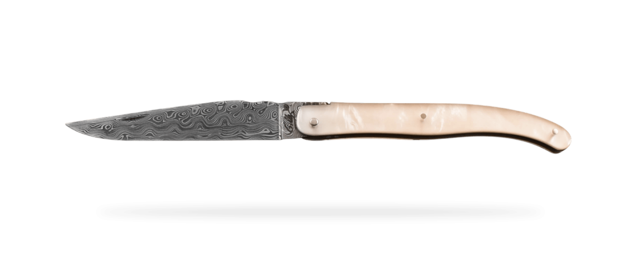 Laguiole Traditional 11 cm Damascus Range Full handle Mother of pearl inlayed