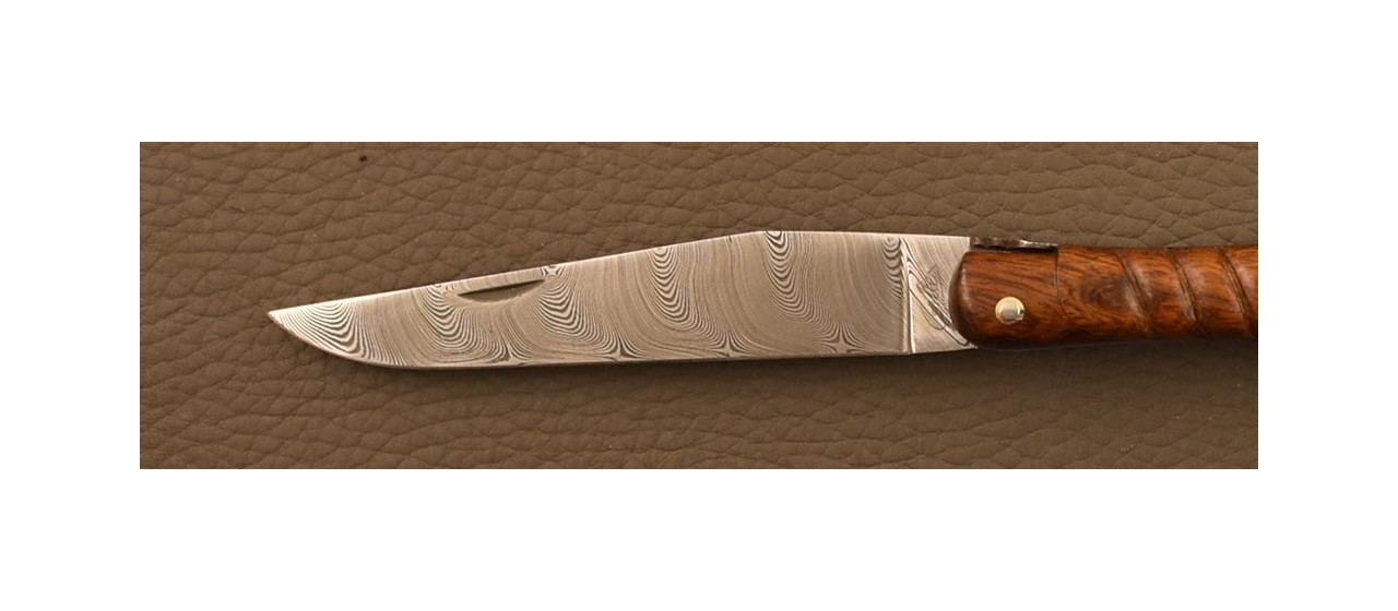 Laguiole knife 12cm Damascus "Rope" ironwood & engraving