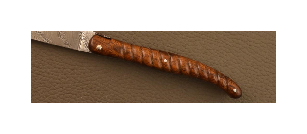 Laguiole knife 12cm Damascus "Rope" ironwood & engraving