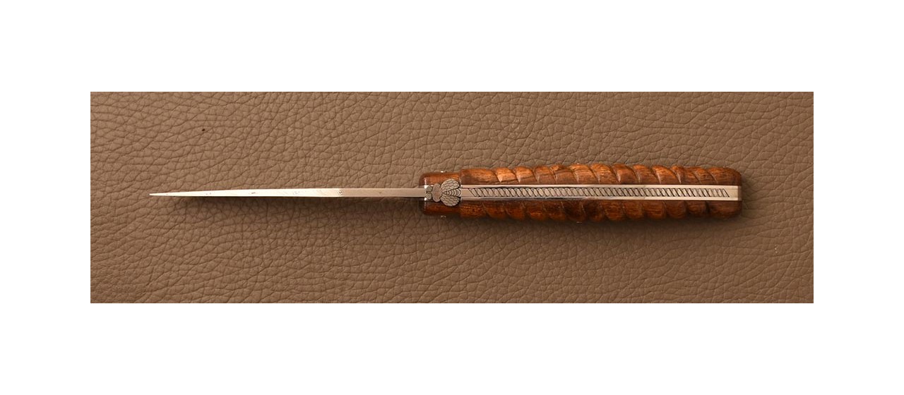 Laguiole knife 12cm Damascus "Rope" ironwood & engraving