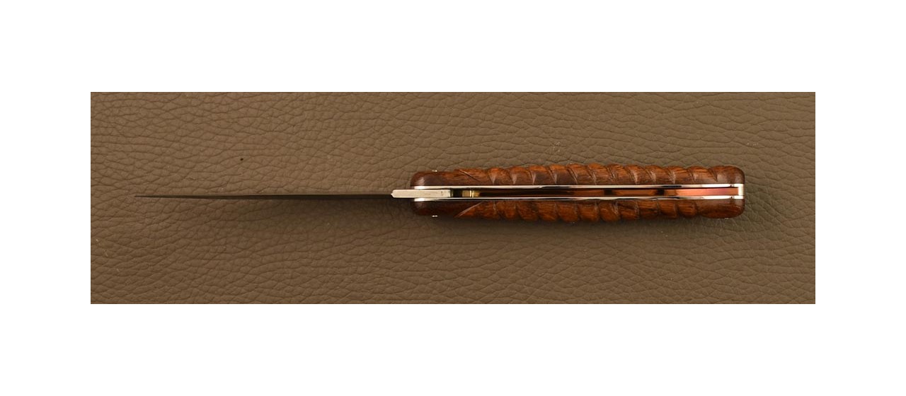 Laguiole knife 12cm Damascus "Rope" ironwood & engraving