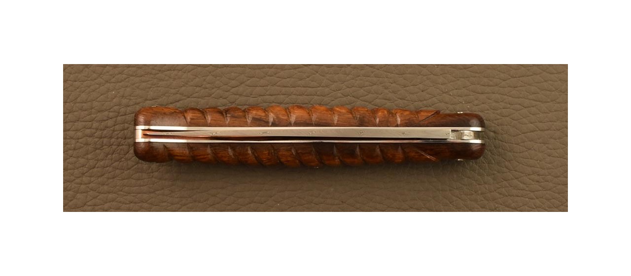 Laguiole knife 12cm Damascus "Rope" ironwood & engraving
