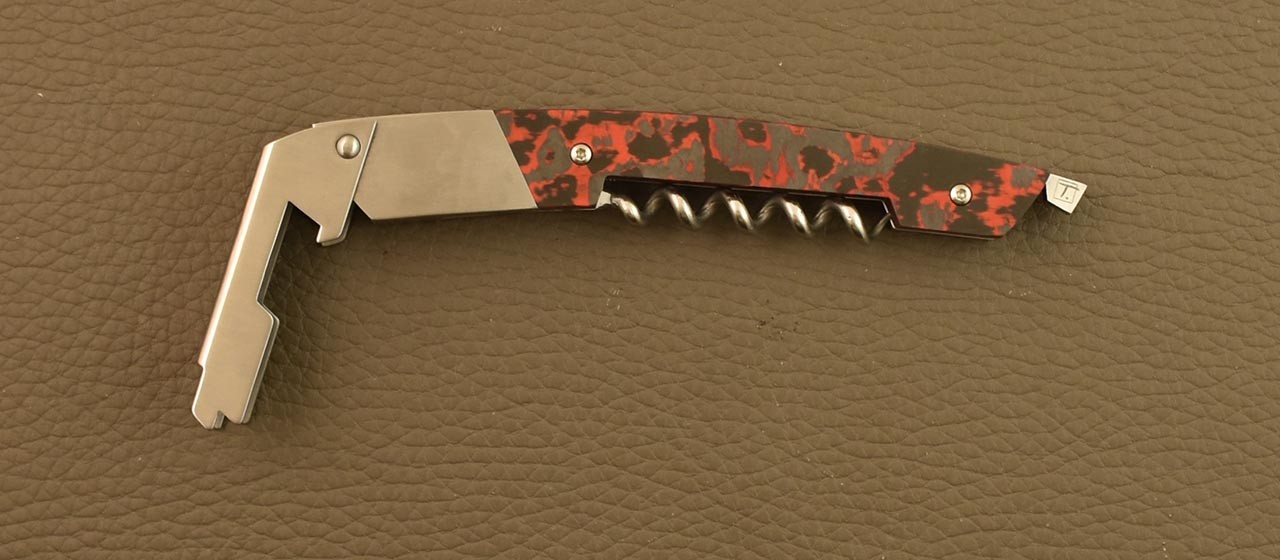 Couteau de sommelier en Fat Carbon Lave fabriqué par Fontenille Pataud à Thiers - France