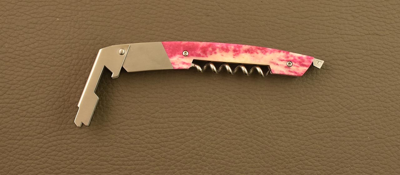 Red bone sommelier knife made by Fontenille Pataud in Thiers - France