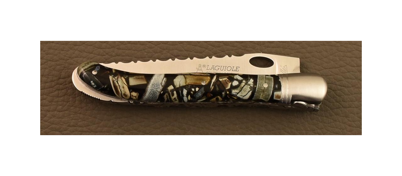 Laguiole folding knife Nature Guilloché Single Hand Range Mammoth fragments