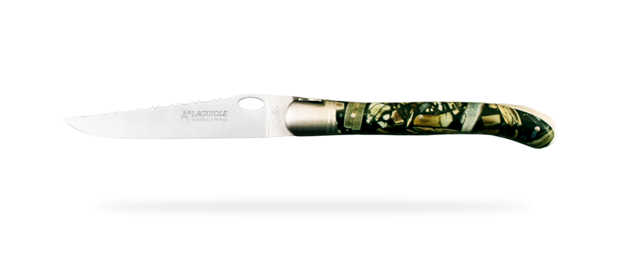 Laguiole folding knife Nature Guilloché Single Hand Range Mammoth fragments