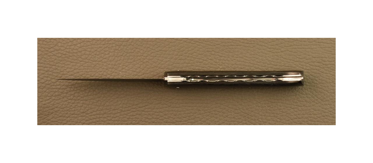 Lombard folding knife "Guilloché" Damascus Fat Carbon Dark Matter