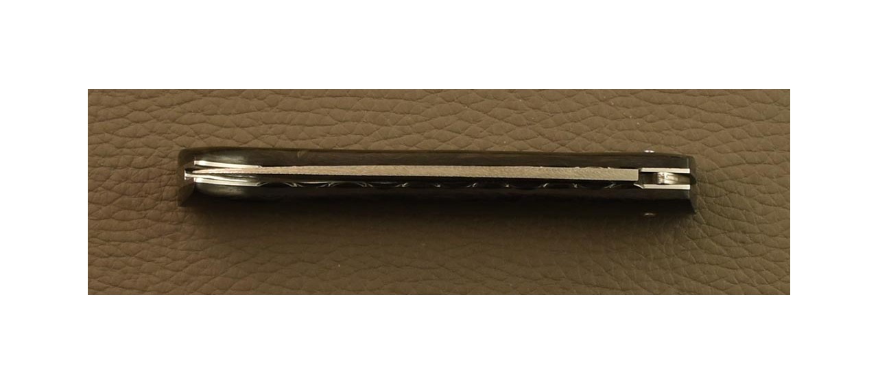 Lombard folding knife "Guilloché" Damascus Fat Carbon Dark Matter