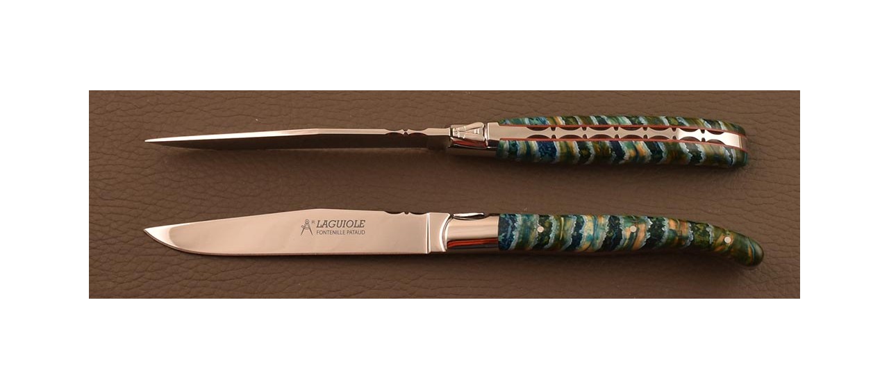 Set of 6 Laguiole Forged Steak Knives Molar tooth of Mammoth