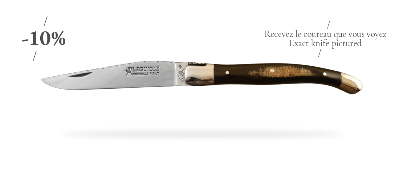 Laguiole Traditional 12 cm Guilloché Range Buffalo bark horn