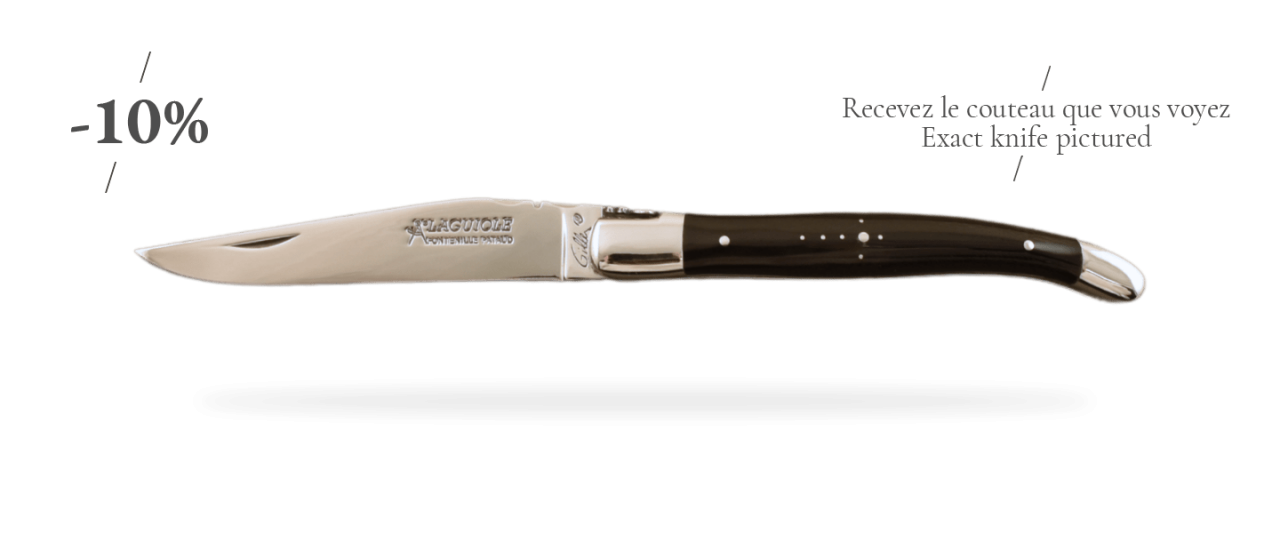Laguiole Traditionnel 12 cm Classique Pointe de corne noire