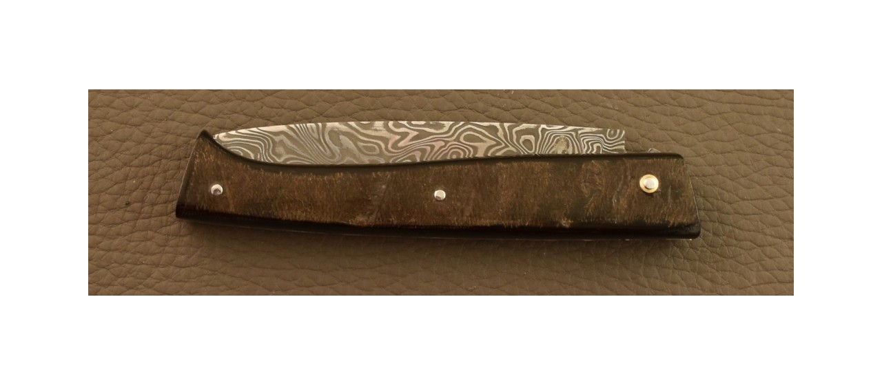 Couteau Lombard Damas Buffle Brut