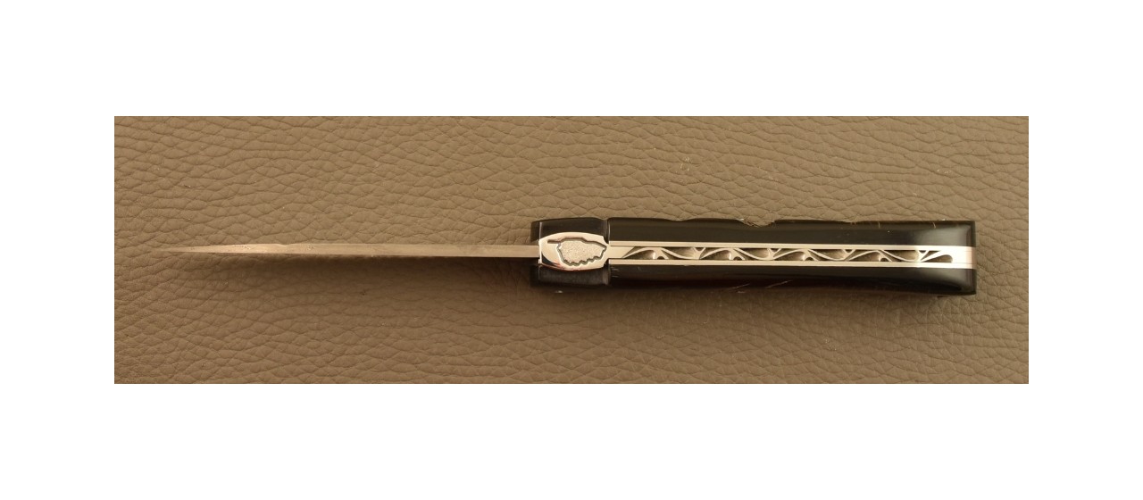 Couteau Vendetta Corse Damas Plein Manche Buffle Brut