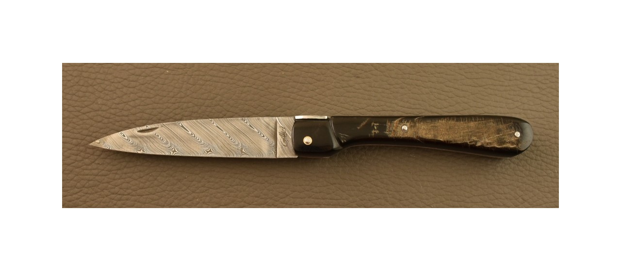Corsican Vendetta Damascus Range Full handle Buffalo bark Knife