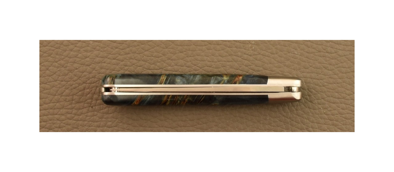 Laguiole Le Pocket Classic Range Stabilized Blue poplar burl knife.