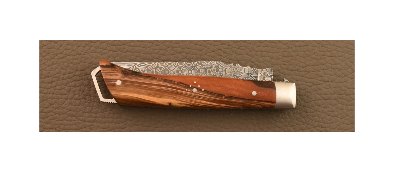 Couteau Le Saint-Bernard 11 cm Damas Hybride Genévrier