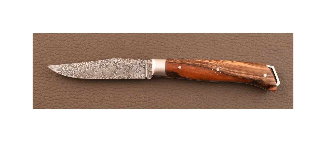 Le Saint-Bernard 11 cm Damascus Range Hybrid Juniper Burl knife