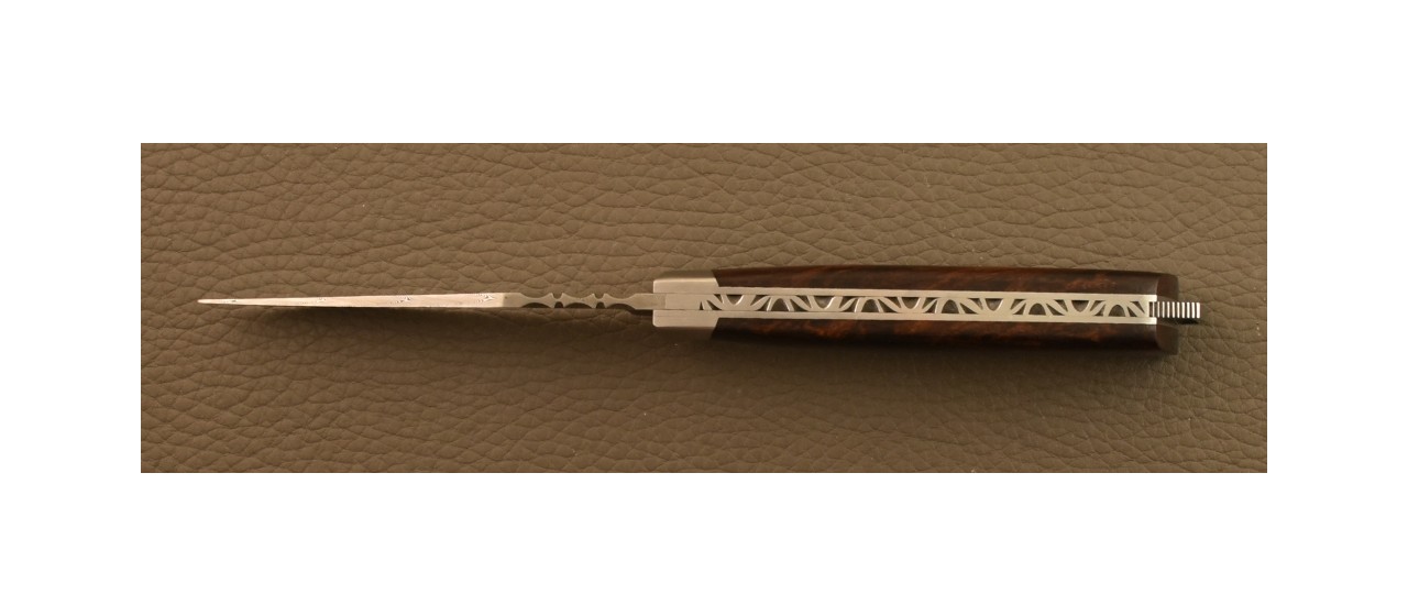 Couteau Le Saint-Bernard 11 cm Damas Hybride Bois de Fer