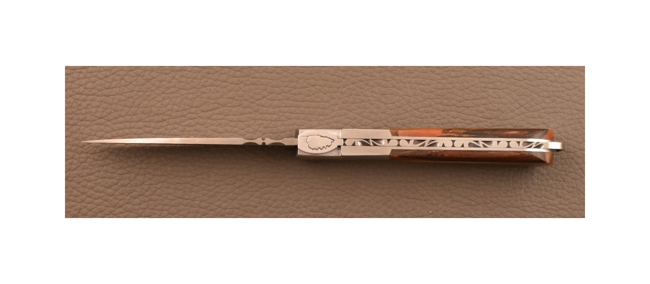 Corsican Sperone Damascus Range Hybrid Juniper burl knife
