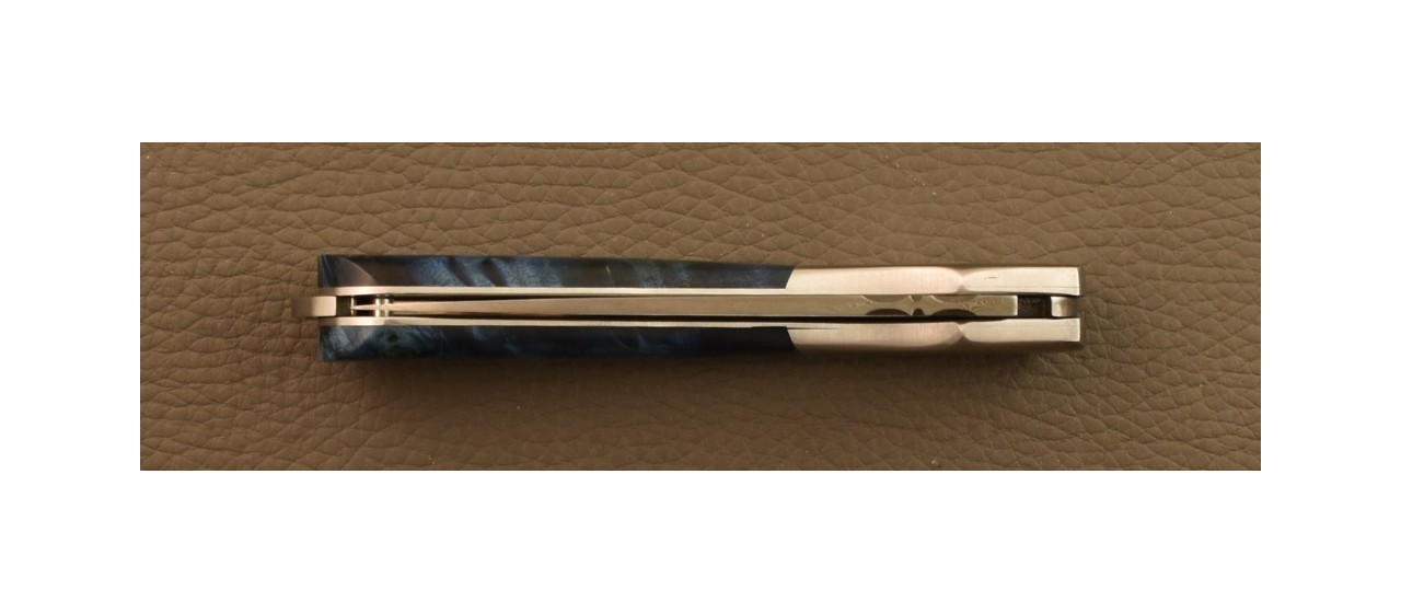 Couteau Sperone Corse Damas Loupe de Peuplier Bleue