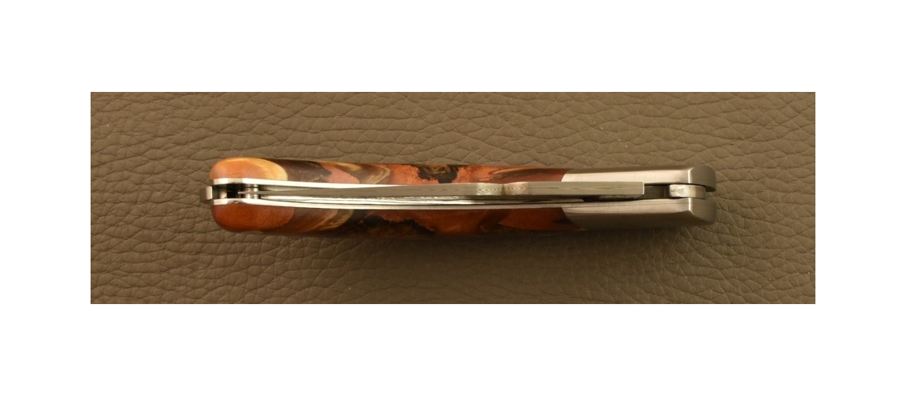 Corsican Rondinara Damascus Range Hybrid Juniper burl knife
