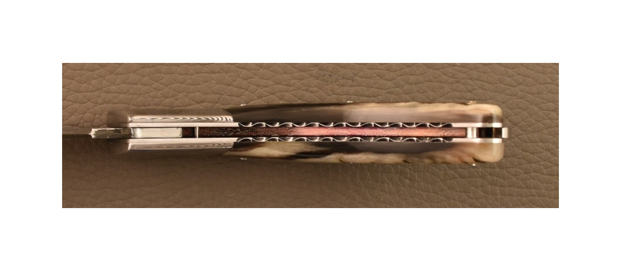 Corsican Rondinara knife Damascus Range Ram horn Delicate file work