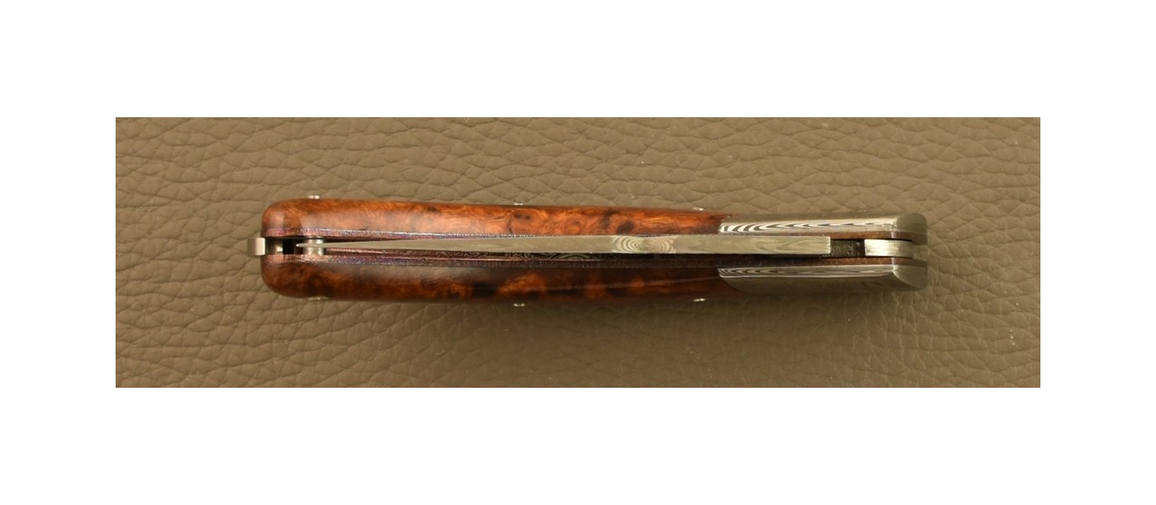 Corsican Rondinara Knife Damascus Range Ironwood, Delicate file work