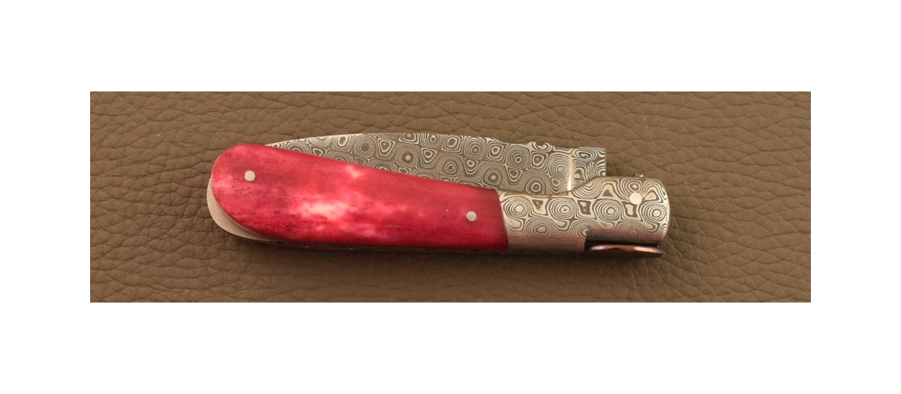 Corsican Pialincu Knife Damascus range Red Bone, Delicate file work