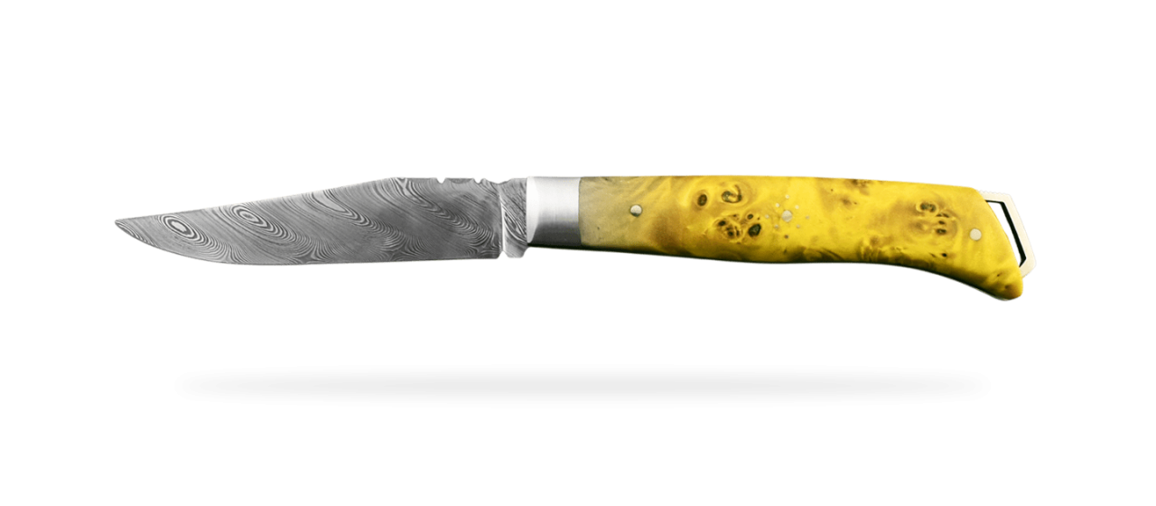Le Saint-Bernard 11 cm Damascus Range Stabilized Green poplar burl
