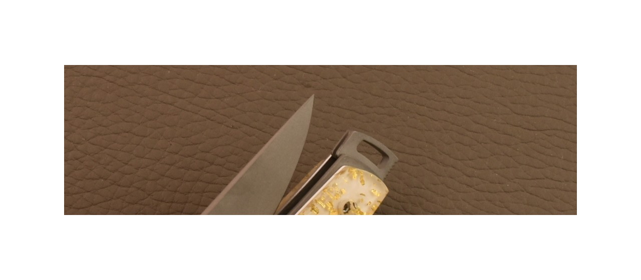 Couteau Le Thiers® Nature Plein Manche Feuilles d'or