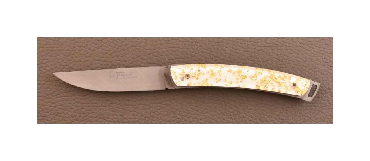 Couteau Le Thiers® Nature Plein Manche Feuilles d'or