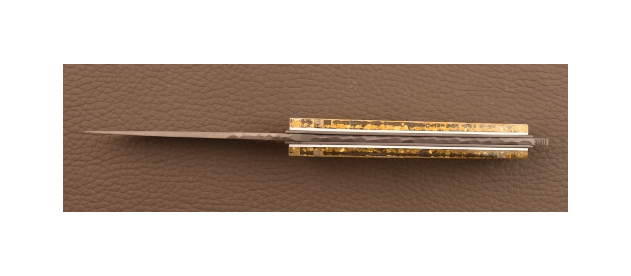Couteau Le Thiers® Nature Plein Manche Feuilles d'or