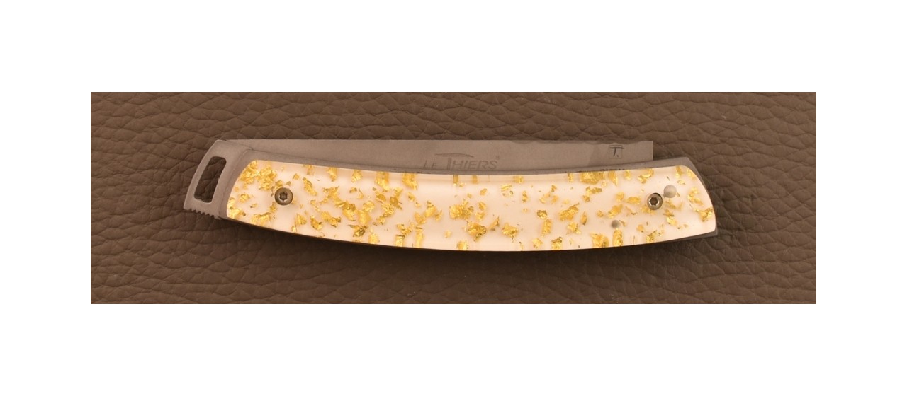 Couteau Le Thiers® Nature Plein Manche Feuilles d'or