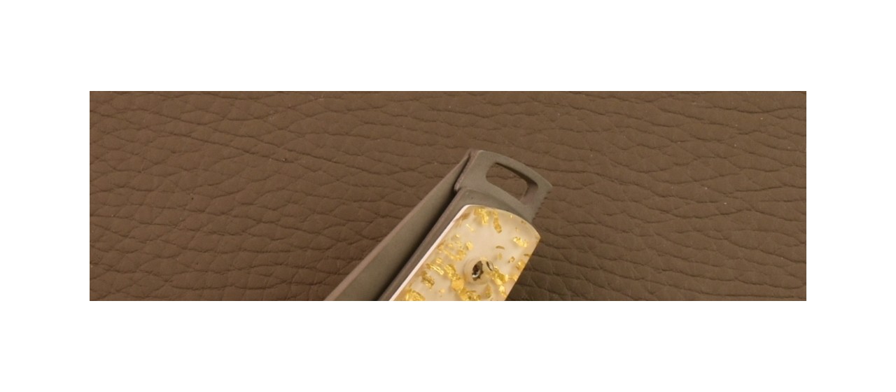 Couteau Le Thiers® Nature Plein Manche Feuilles d'or