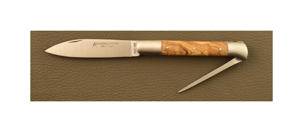 Issoire shepherd's knife & awl Olivewood