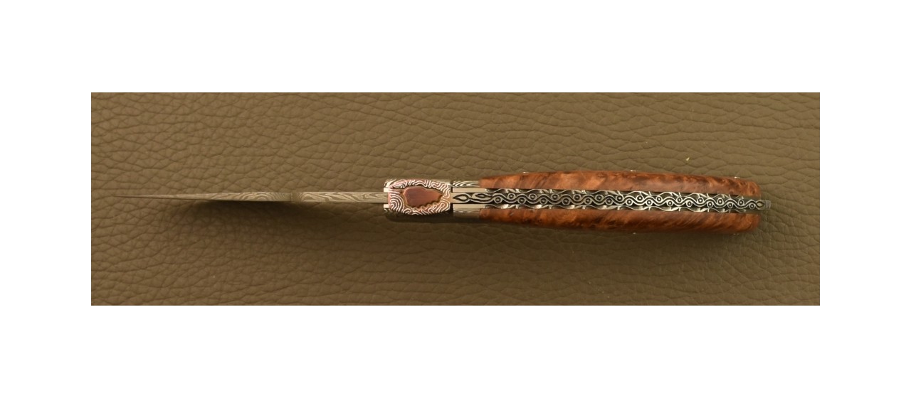 Couteau Le Rondinara Damas Loupe de Thuya Guillochage Fin