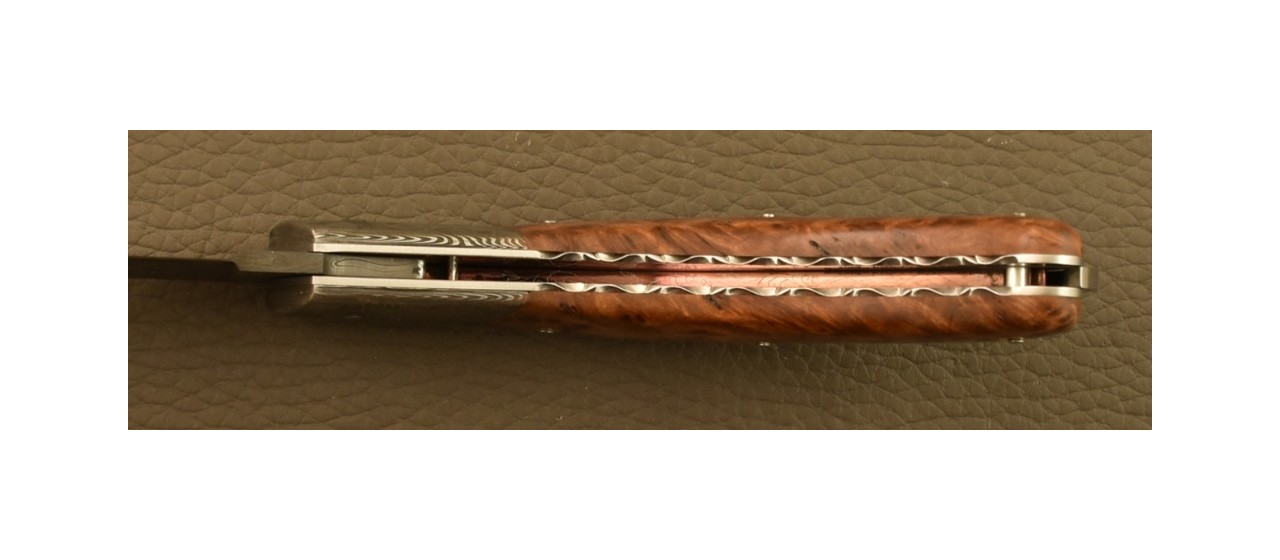 Couteau Le Rondinara Damas Loupe de Thuya Guillochage Fin