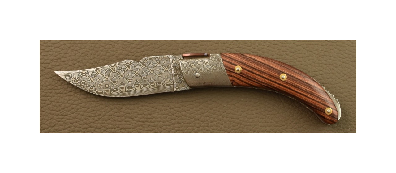 Couteau Le Rondinara Damas Bois de Violette Guillochage Fin