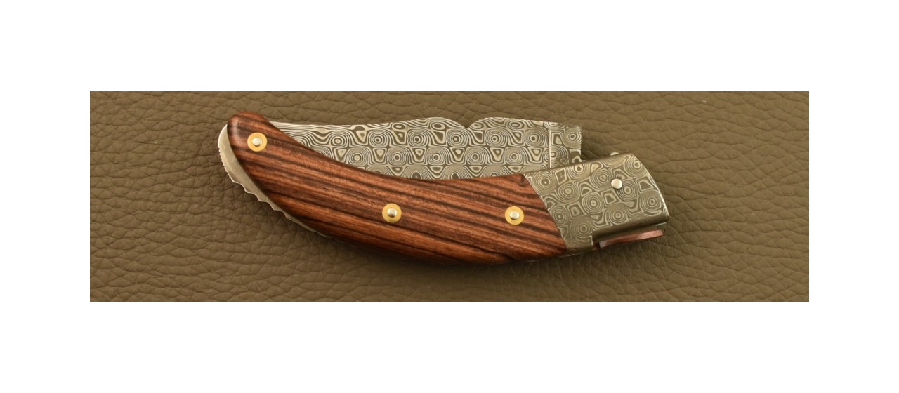 Couteau Le Rondinara Damas Bois de Violette Guillochage Fin