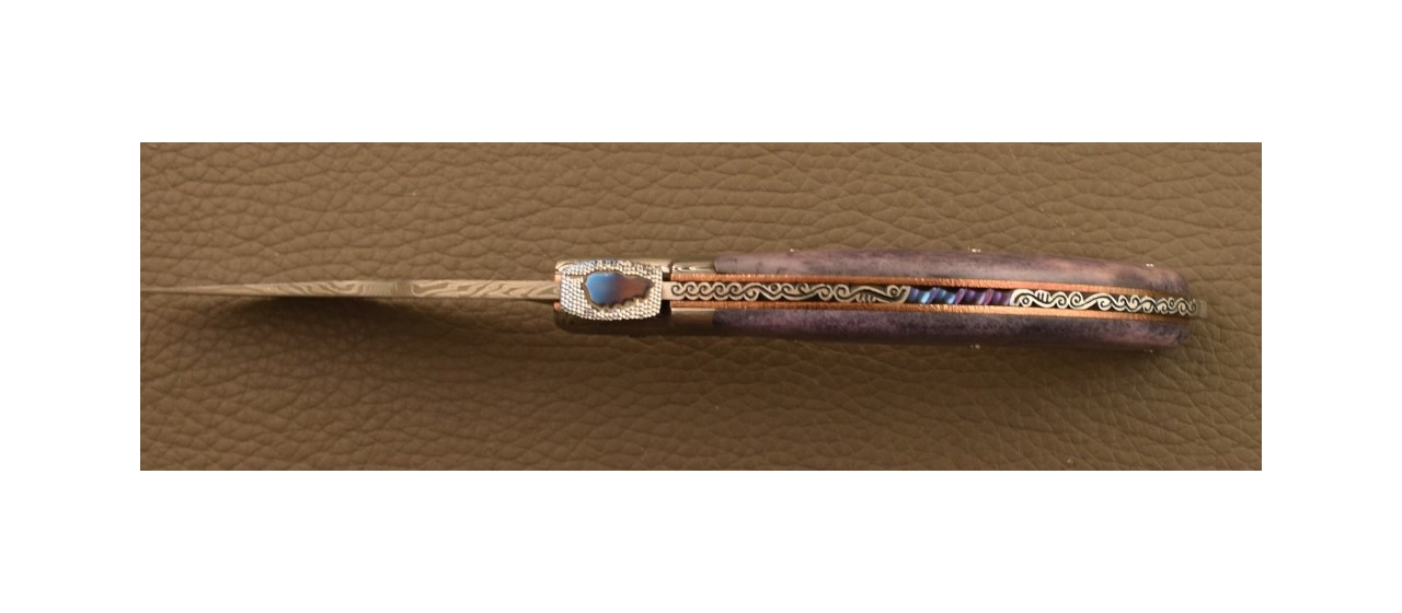 Couteau Le Rondinara Damas Os Violet Guillochage Fin