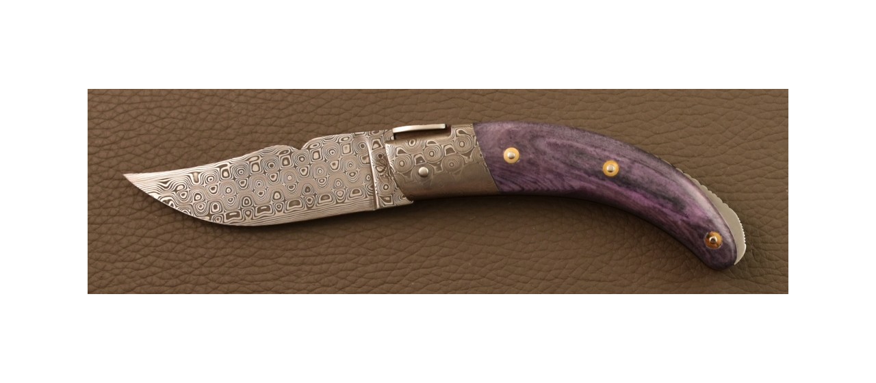 Couteau Le Rondinara Damas Os Violet Guillochage Fin