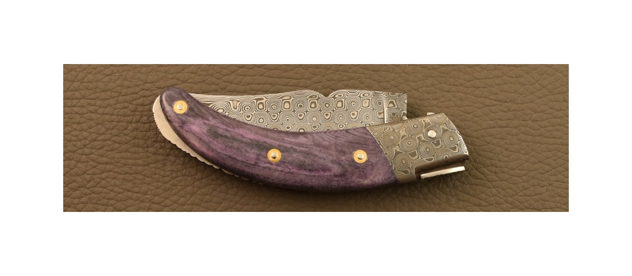 Couteau Le Rondinara Damas Os Violet Guillochage Fin