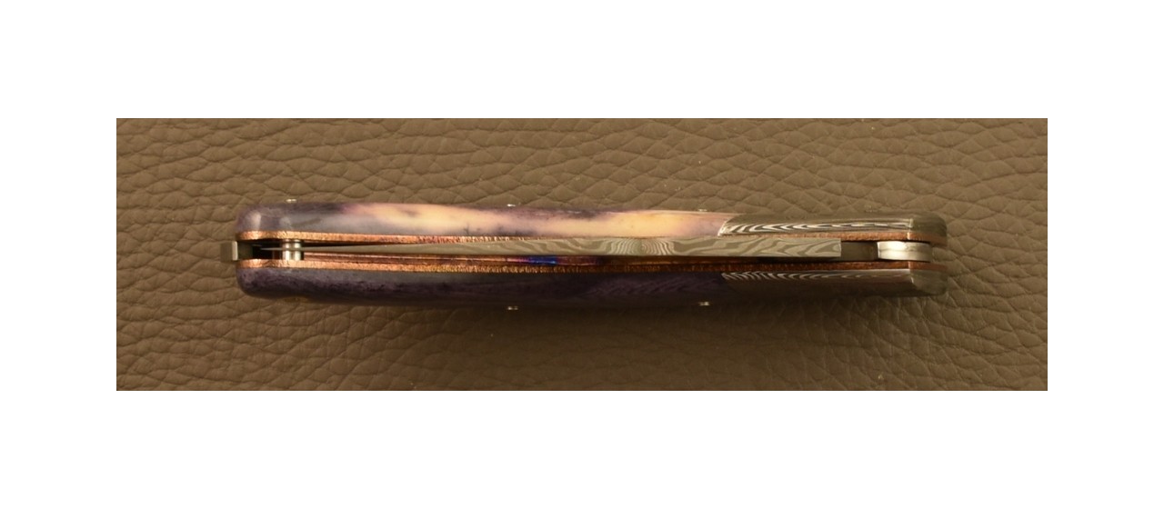 Couteau Le Rondinara Damas Os Violet Guillochage Fin