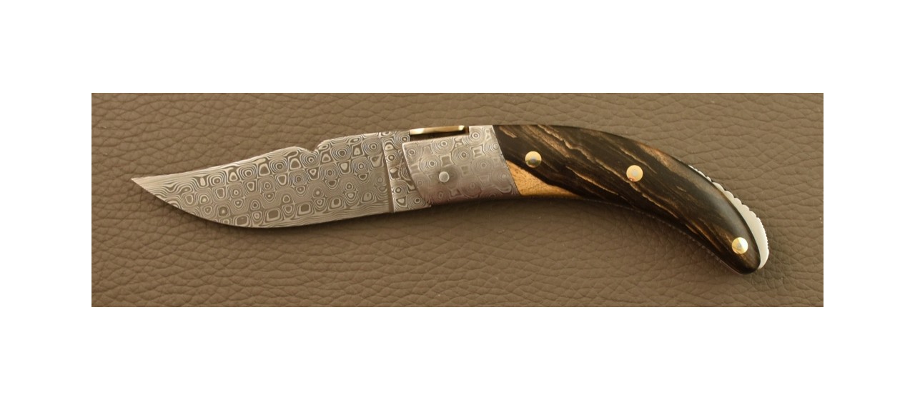 Couteau Le Rondinara Damas Ebène Royal Guillochage Fin