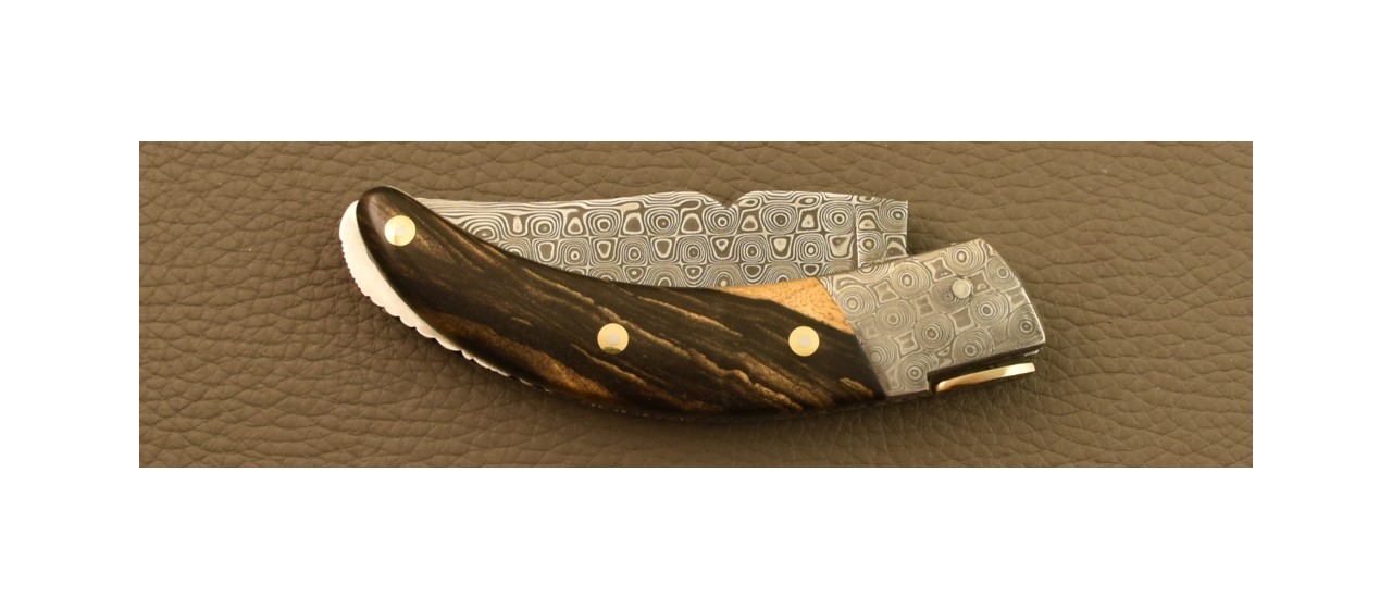 Couteau Le Rondinara Damas Ebène Royal Guillochage Fin