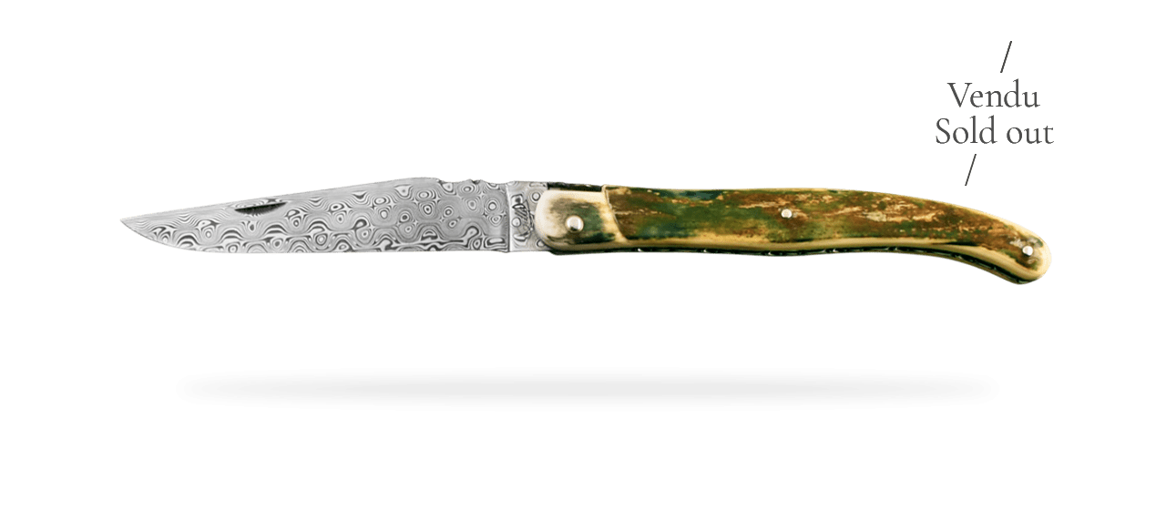 Laguiole Traditional 12 cm Collection Full handle Blue fossilized mammoth ivory Delicate file work