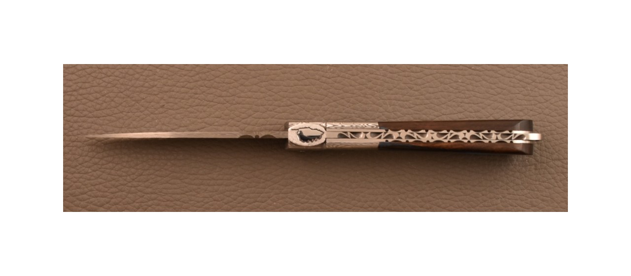 Corsican knife Sperone "Guilloché" Damascus Range Hybrid Ironwood